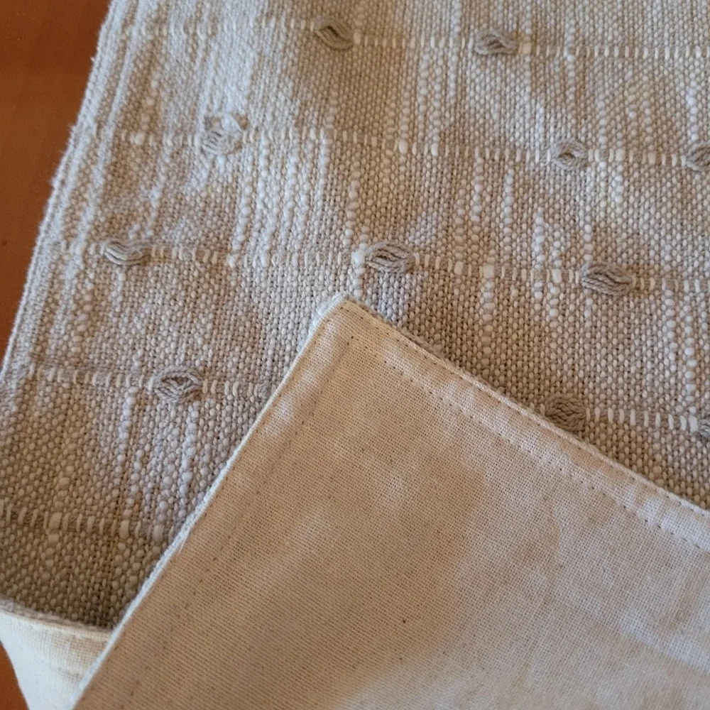 Brooks Brother's Beige Textured Table Runner & 2 Tea Towels Elegant Minimalist